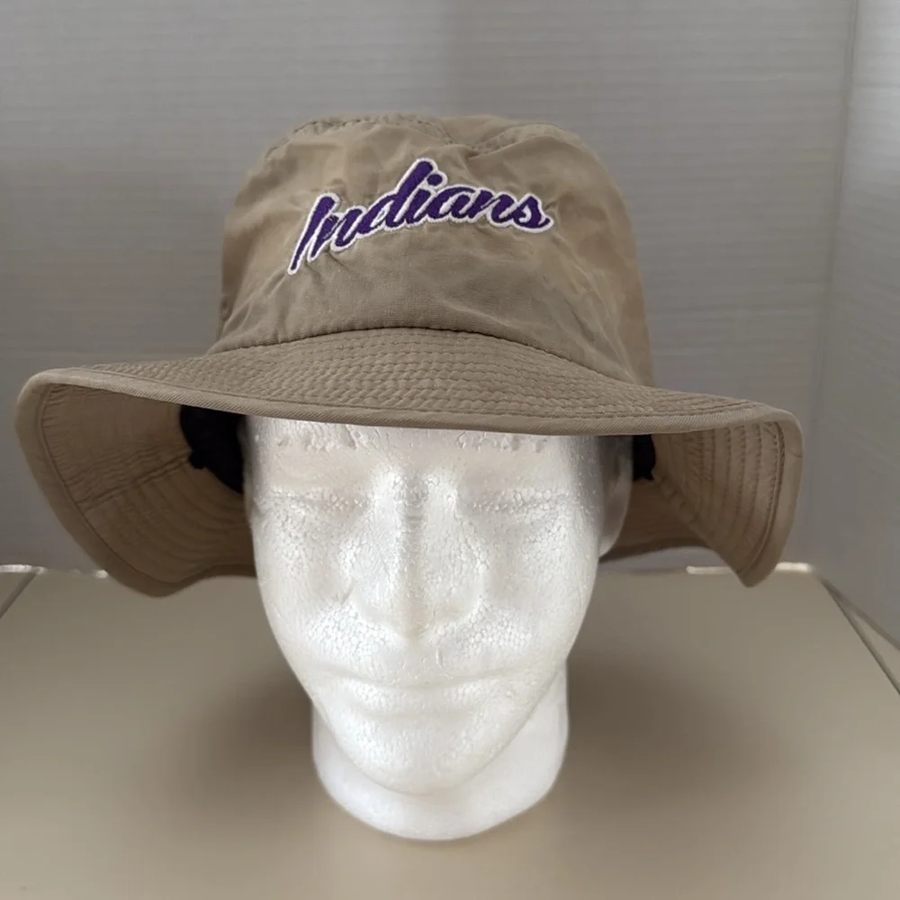 Acrux Cleveland Indians Tan Unisex Bucket Hat with Purple Embroidery Nylon